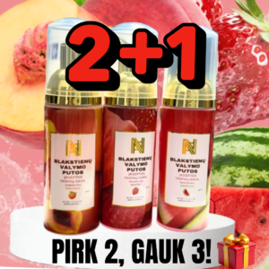 Blakstienų valymo putos, 60 ml: braškė, arbūzas, persikas